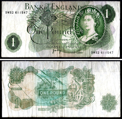 Великобритания 1 фунт ND (1960-1977) Pick 374 g бумага 7551-41-2-2