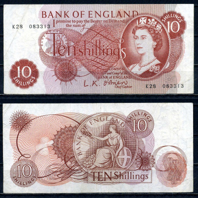 Великобритания 10 шиллингов ND (1960-1970) Pick 373 a бумага 8622-21-3-1
