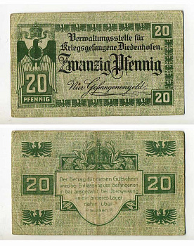 ГЕРМАНИЯ 20 ПФЕННИГОВ ND ЛАГЕРЬ ВОЕННОПЛЕННЫХ В ТЬОНВИЛЕ (ФРАНЦИЯ) C-2876 бумага 000-00-00