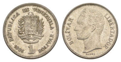Венесуэла 1 боливар 1986 Симон Боливар Y 52 никель 4586-1027