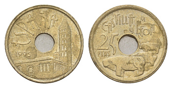 Испания 25 песет 1995 Кастилья и Леон (Castilla y Leon), Хуан Карлос I (1975-2014) KM 948 алюминиевая бронза 116-649