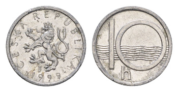 Чехия 10 геллеров 1999 KM 6 алюминий 4623-756