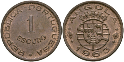 Ангола 1 эскудо 1963 KM 76 бронза 4132-1237