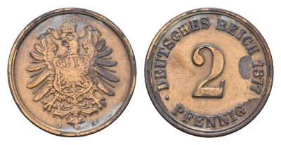 Германия 2 пфеннига 1877 A, Вильгельм I (1871-1888) KM 2, J. 2 бронза 4632-431