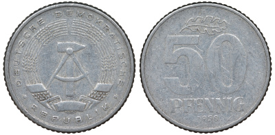 ГДР 50 ПФЕННИГОВ 1958 алюминий 62-632