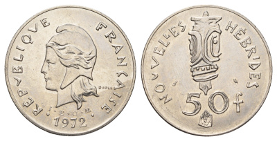 Новые Гебриды 50 франков 1972 год-тип KM 7 никель UNC 4127-2041