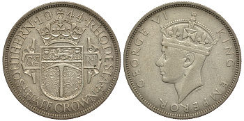 Британская Южная Родезия 1/2 кроны 1944 Георг VI (1936-1952) KM 15 a серебро 5010-712