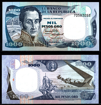 Колумбия 1000 песо 1986 Pick 424 c бумага aUNC 7191-50-1-2