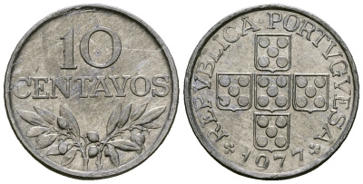 Португалия 10 сентаво 1977 KM 594 алюминий 4164-1053