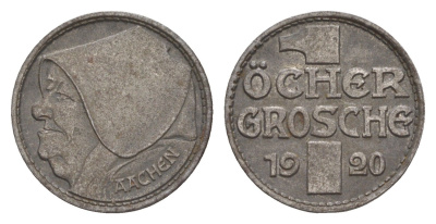 Аахен 10 пфеннигов = 1 грош 1920 Funck 1.5A, Men05 70.15, Men18 99.15 железо 4643-919