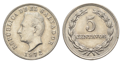 Сальвадор 5 сентаво 1972 KM 134 медно-никель UNC 4666-435