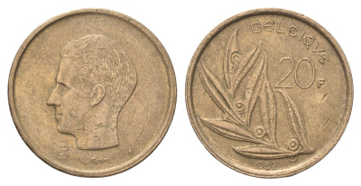 Бельгия 20 франков 1982 Belgique, Бодуэн I (1951-1993) KM 159 никель латунь 4704-1225