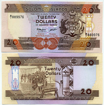 Соломоновы острова 20 долларов 1986 Pick 16 а бумага UNC (пресс) 449-21-3