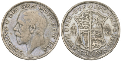 Великобритания 1/2 кроны 1936 Георг V (1910-1936) KM 835, Spink 4037 серебро 4131-121