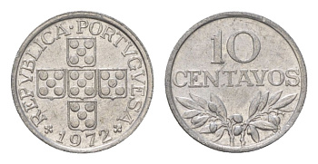 Португалия 10 сентаво 1972 KM 594 алюминий 4625-1045
