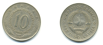 ЮГОСЛАВИЯ 10 ДИНАРОВ 1978 KM 62 медно-никель 176-1146