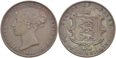 Джерси 1/26 шиллинга 1841 Виктория (1837-1901) KM 2 медь 4525-517