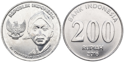 Индонезия 200 рупий 2016 Чипто Мангункусумо KM 72 алюминий  UNC  M58-16