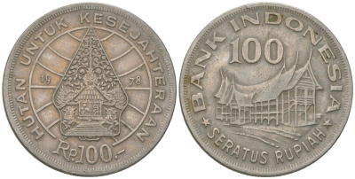 Индонезия 100 рупий 1978 Лес для процветания KM 42 медно-никель 4605-117