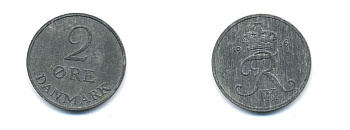 ДАНИЯ 2 ЭРЕ 1966 C; S, ФРЕДЕРИК IX (1947-1972) KM 840.2 цинк 4379-738