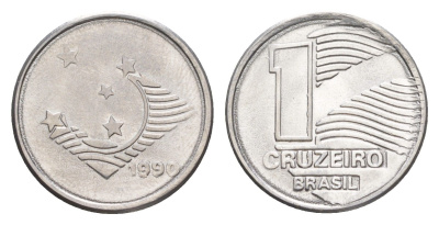 Бразилия 1 крузейро 1990 KM 617 нержавеющая сталь UNC 4644-521