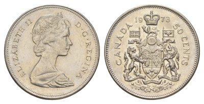 Канада 50 центов 1973 Елизавета II (1952-2022) KM 75.1 никель aUNC 4652-733