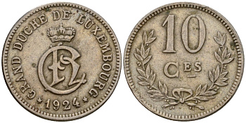 Люксембург 10 сантимов 1924 Шарлотта (1918-1964) KM 34 медно-никель 4577-134