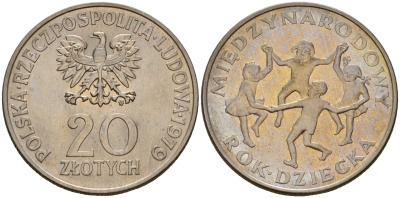 Польша 20 злотых 1979 MW, Международный год детей Y 99 медно-никель UNC 81-424