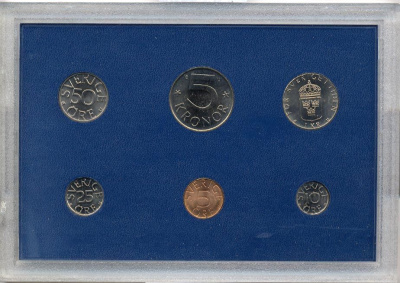 Швеция набор из 6 монет 1981 официальный набор монетного двора, Карл XVI Густав (1973- ) KM MS20 UNC 2-4-1-36