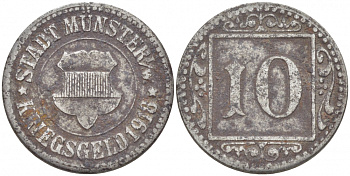 МЮНСТЕР 10 ПФЕННИГОВ 1918 НОТГЕЛЬД железо 3856-1017