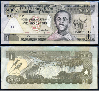 Эфиопия 1 быр ED 2000 AD 2008 Pick 46 e бумага 8592-8-3-2