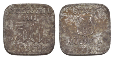 Мюльхайм-на-Руре 50 пфеннигов 1919 Funck 344.4, Men18 21515.3 железо 4643-917