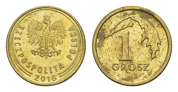 Польша 1 грош 2016 Y 923 сталь плакированная латунью UNC 4625-132
