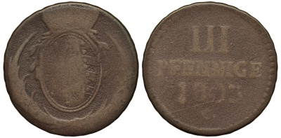 Саксония 3 пфеннига 1803 C KM 1037 медь 413-5843