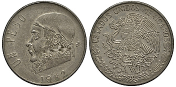 Мексика 1 песо 1982 Хосе Мария Морелос KM 460 медно-никель 3855-841