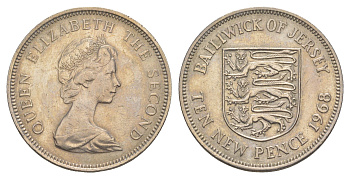 Джерси 10 пенсов 1968 герб, Елизавета II (1952-2022) KM 33 медно-никель 4652-551