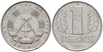 ГДР 1 пфенниг 1960 A KM 8.1 алюминий 4189-469