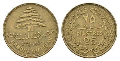 Ливан 25 пиастров 1970 KM 27.1 никель латунь 4678-346