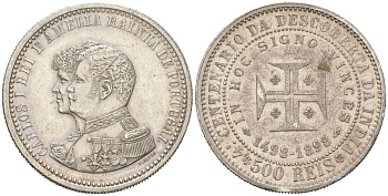 Португалия 500 реалов 1898 400 лет Открытию Индии KM 538 серебро 413-245