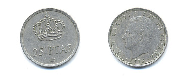 ИСПАНИЯ 25 ПЕСЕТ 1978 KM 808 медно-никель 54-2017