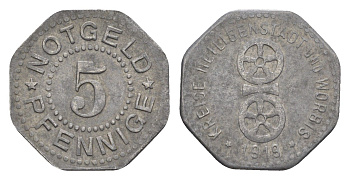 Хайльбад и Ворбис 5 пфеннигов 1919 Funck 206.1, Men18 14112.1 железо 4528-412