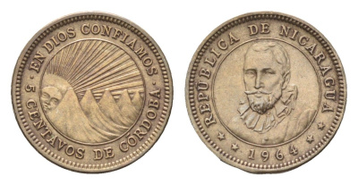Никарагуа 5 сентаво 1964 KM 24.2 медно-никель UNC 4668-823