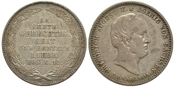 Саксония 1/6 талера 1854 Фридрих Август II (1797-1854), на смерть короля KM 1178, J. 92 серебро 413-5041