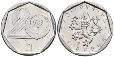 Словакия 20 геллеров 1994 b' KM 2.1 алюминий 4152-865