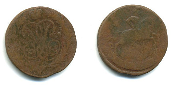 РОССИЯ 1 КОПЕЙКА 1759 медь 61-556