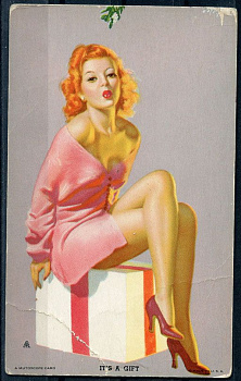 США открытка 1950-ые серия пинап (Pin-Up), это подарок (it s a gift) 6352-26-3-1