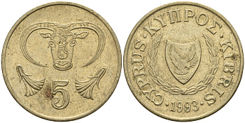 Кипр 5 центов 1993 KM 55.3 никель латунь 4141-1036