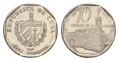 Куба 10 сентаво 2002 форт в Гаване Ла-Фуэрса KM 576.2, JMA MC20, Schoen 714 сталь плакированная никелем 4643-712