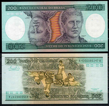 Бразилия 200 крузейро 1984 подпись 21, серия А 4356, Принцесса Изабела Pick 199 b бумага UNC (пресс) 2196-15-3-1