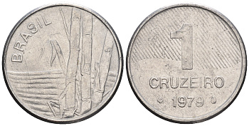Бразилия 1 крузейро 1979 сахарный тростник KM 590 нержавеющая сталь 87-522